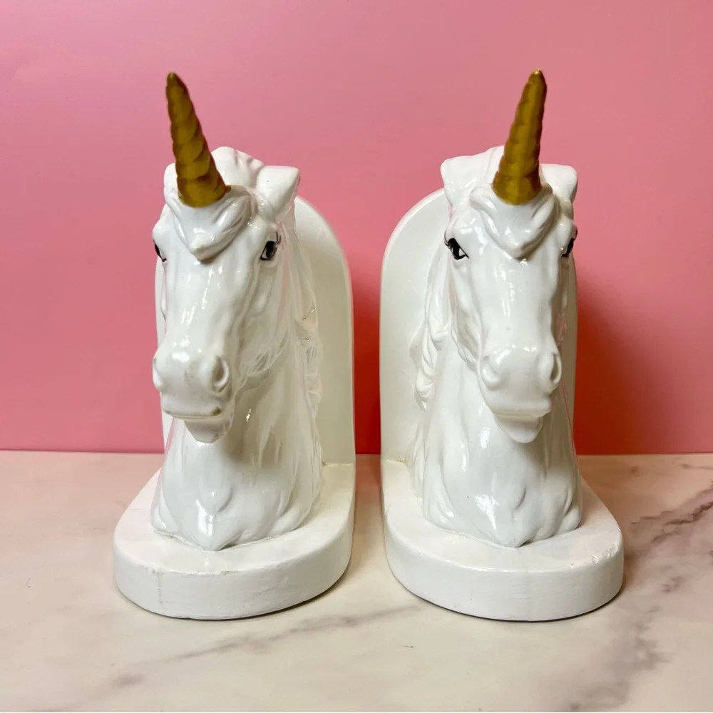 Vintage Ceramic Bookends Unicorn Design Retro Whimsical Mid-Century Home Decor - Picture 3 of 7